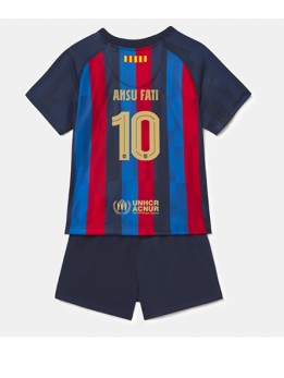Barcelona Ansu Fati #10 Heimtrikotsatz für Kinder 2022-23 Kurzarm (+ Kurze Hosen)